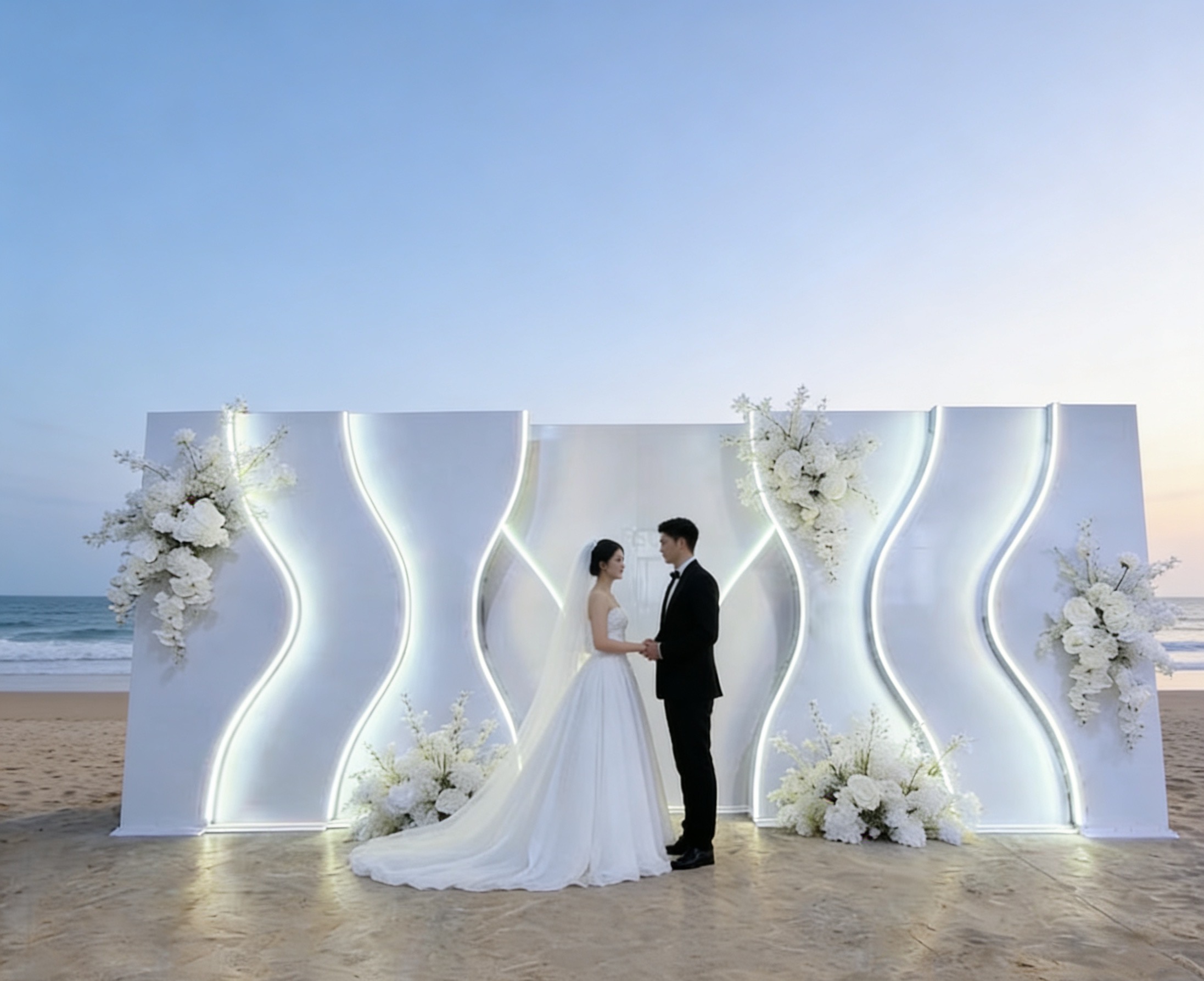Pvc Panel Background - FSDKX ฉากหลังงานอีเวนต์สไตล์ใหม่ ทำจาก PVC แผงฉากหลังซุ้มแต่งงานสีขาว 3