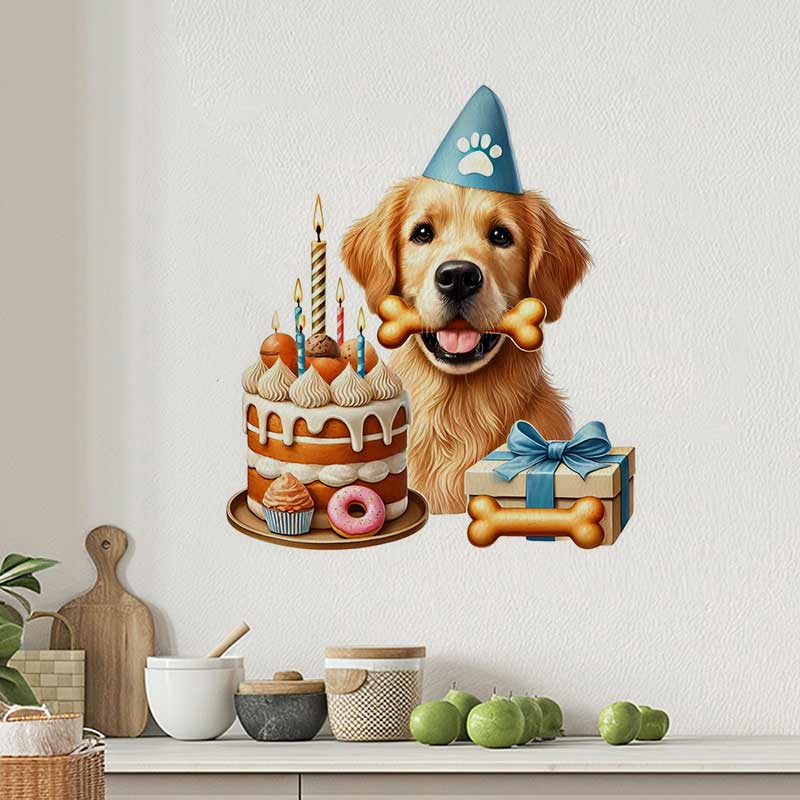 สุขสันต์วันเกิดสุนัขพันธุ์โกลเ - Pvc Panel Background บทวิจารณ์และราคา